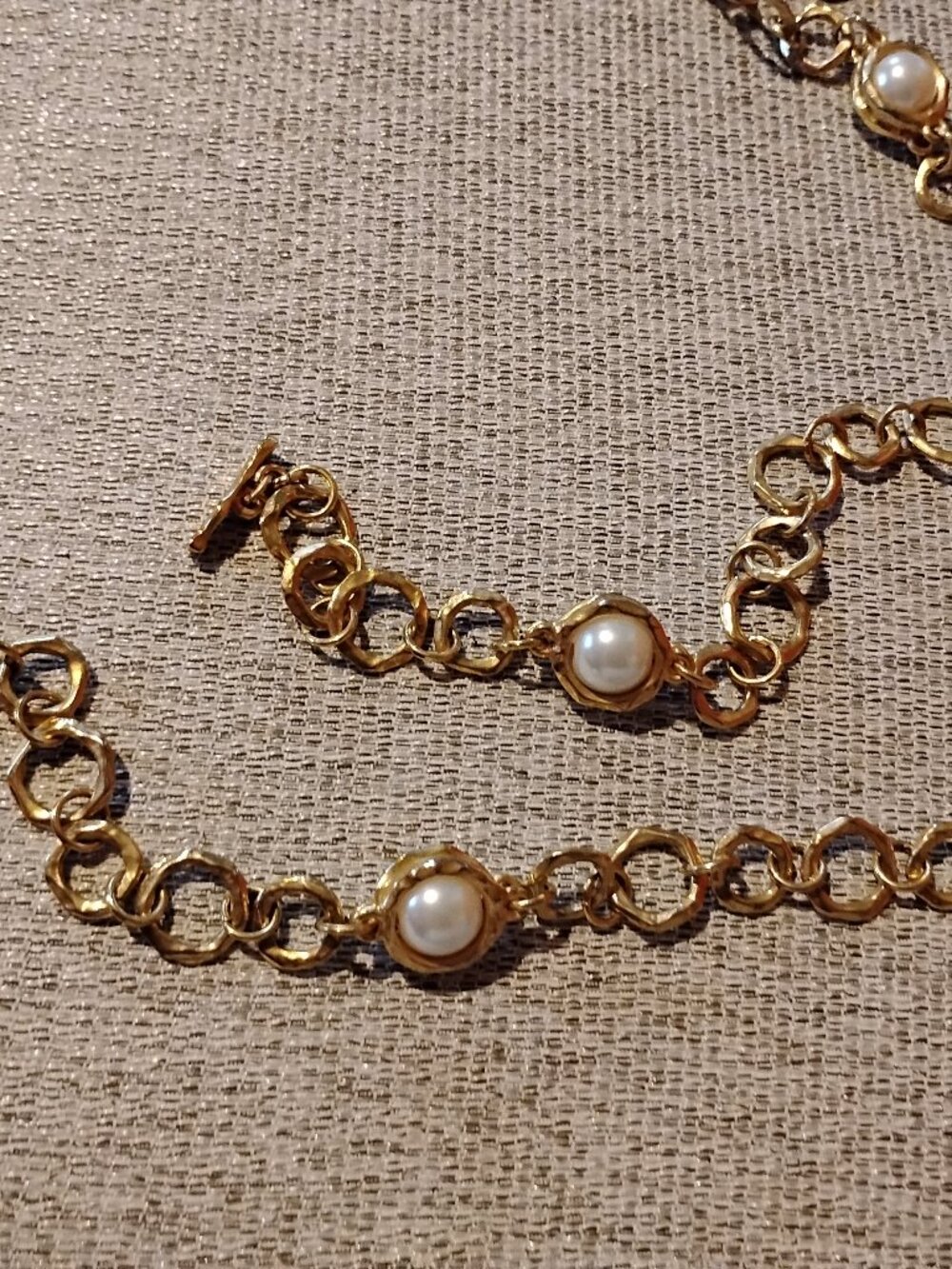 Chain belt Gold-tone with faux pearls, adjustable